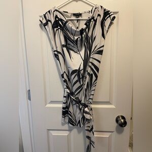 Alfani Black and White Asymmetrical Tie Front Blouse